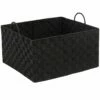 Black Weave Storage Basket With Handles, Extra Large -Storage supplies shop black weave storage basket with handles extra large