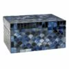 Blue Mosaic Glass Decorative Box, 8" 1 Blue Mosaic Glass Decorative Box, 8" -Storage supplies shop blue mosaic glass decorative box 8