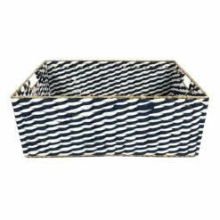 Blue & Natural Cattail Storage Basket, Large