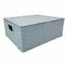 Blue Paper Rope Rectangle Storage Basket With Lid, Large -Storage supplies shop blue paper rope rectangle storage basket with lid large