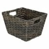 Brown Faux Rattan Storage Tote, Medium