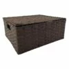 Brown Rectangle Paper Rope Basket With Lid, Large -Storage supplies shop brown rectangle paper rope basket with lid large