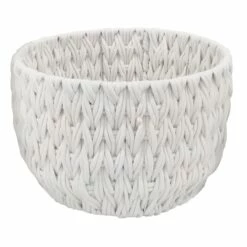 Chunky White Round Fabric Storage Basket, Large