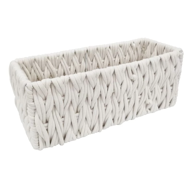Chunky White Tank Fabric Storage Basket 3 Chunky White Tank Fabric Storage Basket