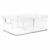 Clear Storage Bin With Divider, Medium 2 Clear Storage Bin With Divider, Medium -Storage supplies shop clear storage bin with divider medium