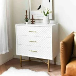 Crosby St 3-Drawer Studio Cabinet, White -Storage supplies shop crosby st 3 drawer studio cabinet white 4