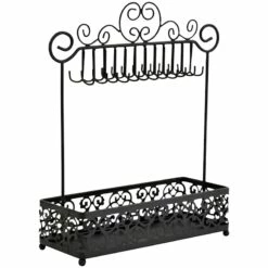 Damask Matte Black Wire Jewelry Stand