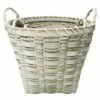 Dark Grey Round Chip Wood Basket, Medium