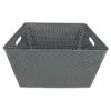Dark Grey Y-Weave Plastic Storage Basket, Extra Large -Storage supplies shop dark grey y weave plastic storage basket extra large