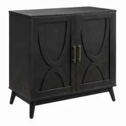 Ezra 2-Door Dark Brown Cabinet With Gold Handle