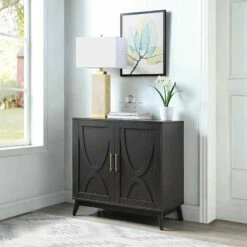 Ezra 2-Door Dark Brown Cabinet With Gold Handle 9 Ezra 2-Door Dark Brown Cabinet With Gold Handle -Storage supplies shop ezra 2 door dark brown cabinet with gold handle 3