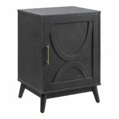 Ezra Dark Brown Cabinet With Gold Handle