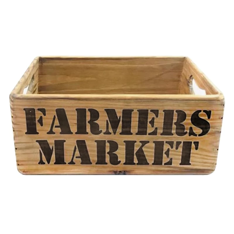 Farmers Market Wooden Crate, Medium 3 Farmers Market Wooden Crate, Medium