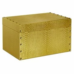 Faux Leather Gold Rectangle Box, 15x7