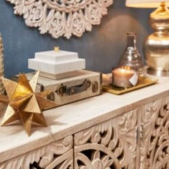 Found & Fable Carved 4-Door Sideboard -Storage supplies shop found fable carved 4 door sideboard 3