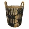 Found & Fable Round Abaca With Black Macrame Storage Basket, Medium -Storage supplies shop found fable round abaca with black macrame storage basket medium