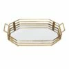 Gold Glass Tray With Mirror Top, 23x13 -Storage supplies shop gold glass tray with mirror top 23x13 1
