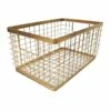Gold Metal Rectangle Stacking Basket L 2 Gold Metal Rectangle Stacking Basket L -Storage supplies shop gold metal rectangle stacking basket l