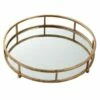 Gold Mirrored Round Metal Tray, 14"