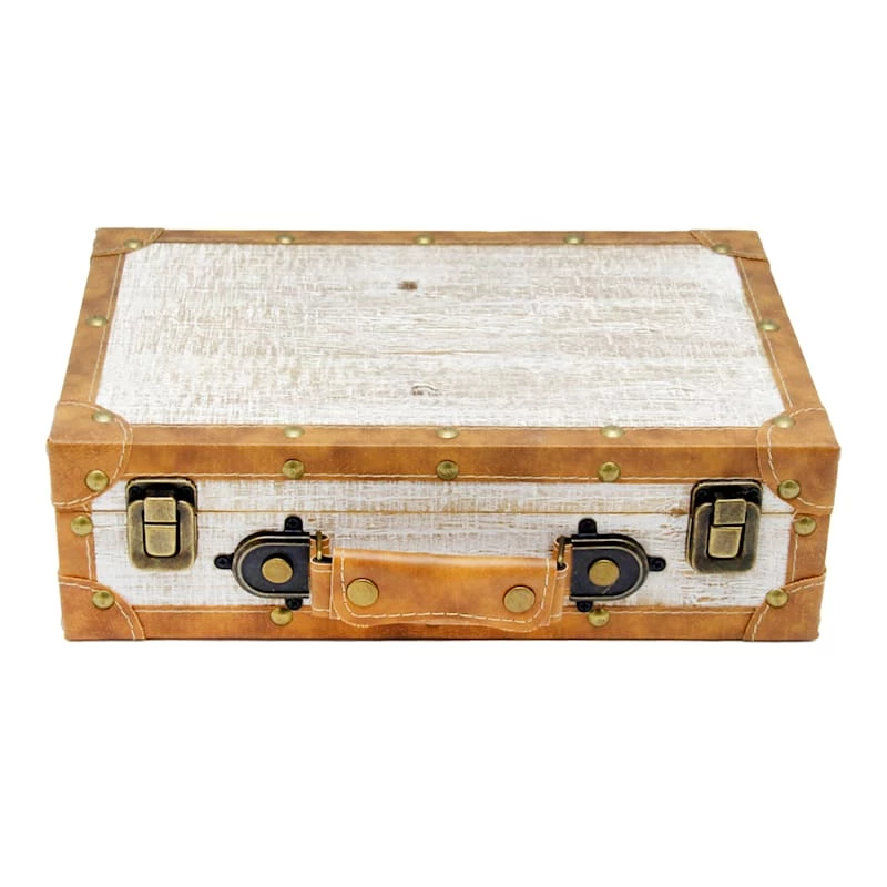 Grace Mitchell Vintage Style Wooden Suitcase Decor, 12" 3 Grace Mitchell Vintage Style Wooden Suitcase Decor, 12"