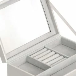 Grey Drawer Leather Jewelry Box -Storage supplies shop grey drawer leather jewelry box 2