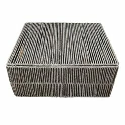 Grey Paper Storage Basket With Lid, Large
