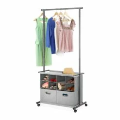 Grey Rolling Closet Organizer -Storage supplies shop grey rolling closet organizer 1