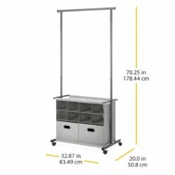 Grey Rolling Closet Organizer -Storage supplies shop grey rolling closet organizer 2