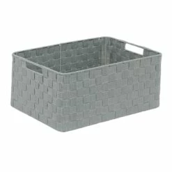 Grey Weave Round Corner Storage Basket, Large