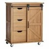 Honeybloom 3-Drawer Jacob Sliding Barn Door Cabinet, Brown -Storage supplies shop honeybloom 3 drawer jacob sliding barn door cabinet brown