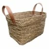 Honeybloom Austin Rectangle Seagrass Storage Basket With Leather Handles, Small -Storage supplies shop honeybloom austin rectangle seagrass storage basket with leather handles small