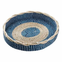Honeybloom Blue Oval Seagrass Tray, 18x16
