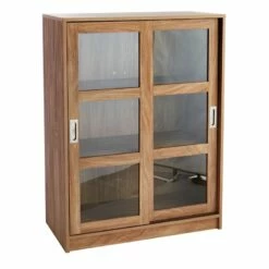 Honeybloom Fullerton 3-Shelf Sliding Door Cabinet