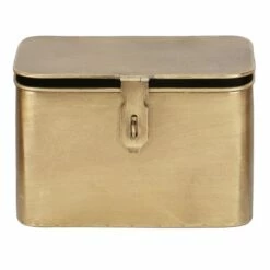 Honeybloom Gold Metal Decorative Box, 7.5"