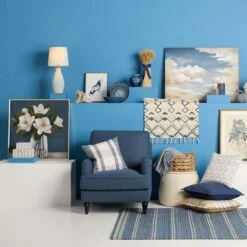 Honeybloom Ivory & Blue Striped Decorative Box, 6x5 -Storage supplies shop honeybloom ivory blue striped decorative box 6x5 9