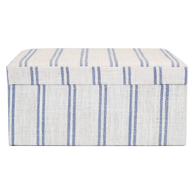 Honeybloom Ivory & Blue Striped Decorative Box, 9x7 4 Honeybloom Ivory & Blue Striped Decorative Box, 9x7 - Image 2