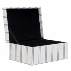 Honeybloom Ivory & Blue Striped Decorative Box, 9x7 12 Honeybloom Ivory & Blue Striped Decorative Box, 9x7 -Storage supplies shop honeybloom ivory blue striped decorative box 9x7 3