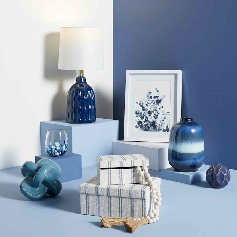 Honeybloom Ivory & Blue Striped Decorative Box, 9x7 7 Honeybloom Ivory & Blue Striped Decorative Box, 9x7 - Image 5