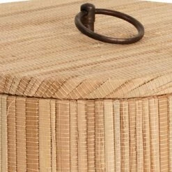 Honeybloom Round Brown Woven Box, 8" -Storage supplies shop honeybloom round brown woven box 8 1