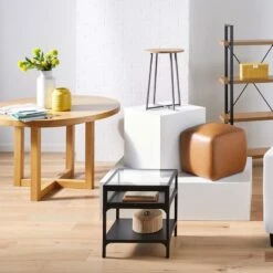 Honeybloom Round Brown Woven Box, 8" -Storage supplies shop honeybloom round brown woven box 8 2