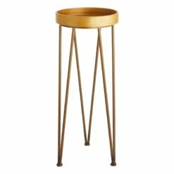 Honeybloom Tall Wood Top Plant Stand, 31.5"