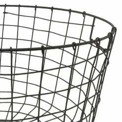 Honeybloom Tapered Dark Grey Metal Basket, Small -Storage supplies shop honeybloom tapered dark grey metal basket small 1