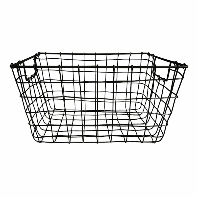Honeybloom Tapered Dark Grey Metal Storage Basket, Large 3 Honeybloom Tapered Dark Grey Metal Storage Basket, Large