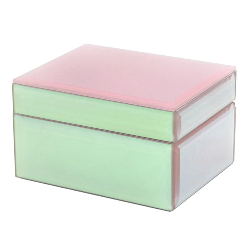 Iridescent Veneered Glass Box, 5x4 3 Iridescent Veneered Glass Box, 5x4