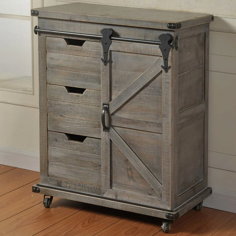 Jacob 3-Drawer Sliding Barn Door Cabinet 4 Jacob 3-Drawer Sliding Barn Door Cabinet - Image 2