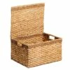Joan Water Hyacinth Rectangle Storage Basket With Lid, Large -Storage supplies shop joan water hyacinth rectangle storage basket with lid large