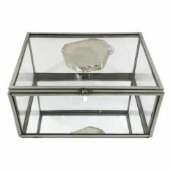 Laila Ali Glass Box With Agate Knob, 5x4 -Storage supplies shop laila ali glass box with agate knob 5x4 2