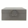 Laila Ali Grey Fabric Decorative Box, 8x4 1 Laila Ali Grey Fabric Decorative Box, 8x4 -Storage supplies shop laila ali grey fabric decorative box 8x4 1