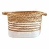 Large Rectangle Water Hyacinth Basket/White Stripe -Storage supplies shop large rectangle water hyacinth basket white stripe
