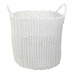 Large White Round Pp Woven Basket